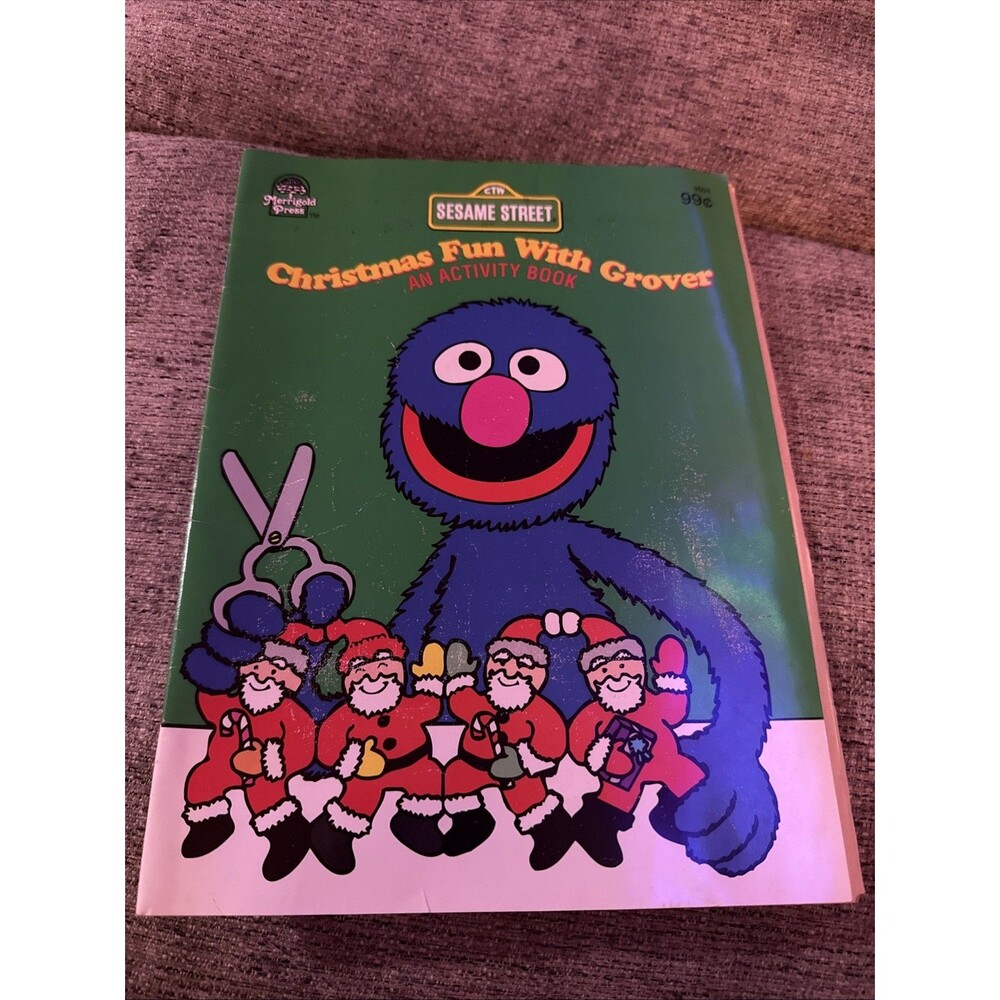 Sesame Street Coloring Book Christmas Fun w/ Grover Vintage 1989 Fun Activities